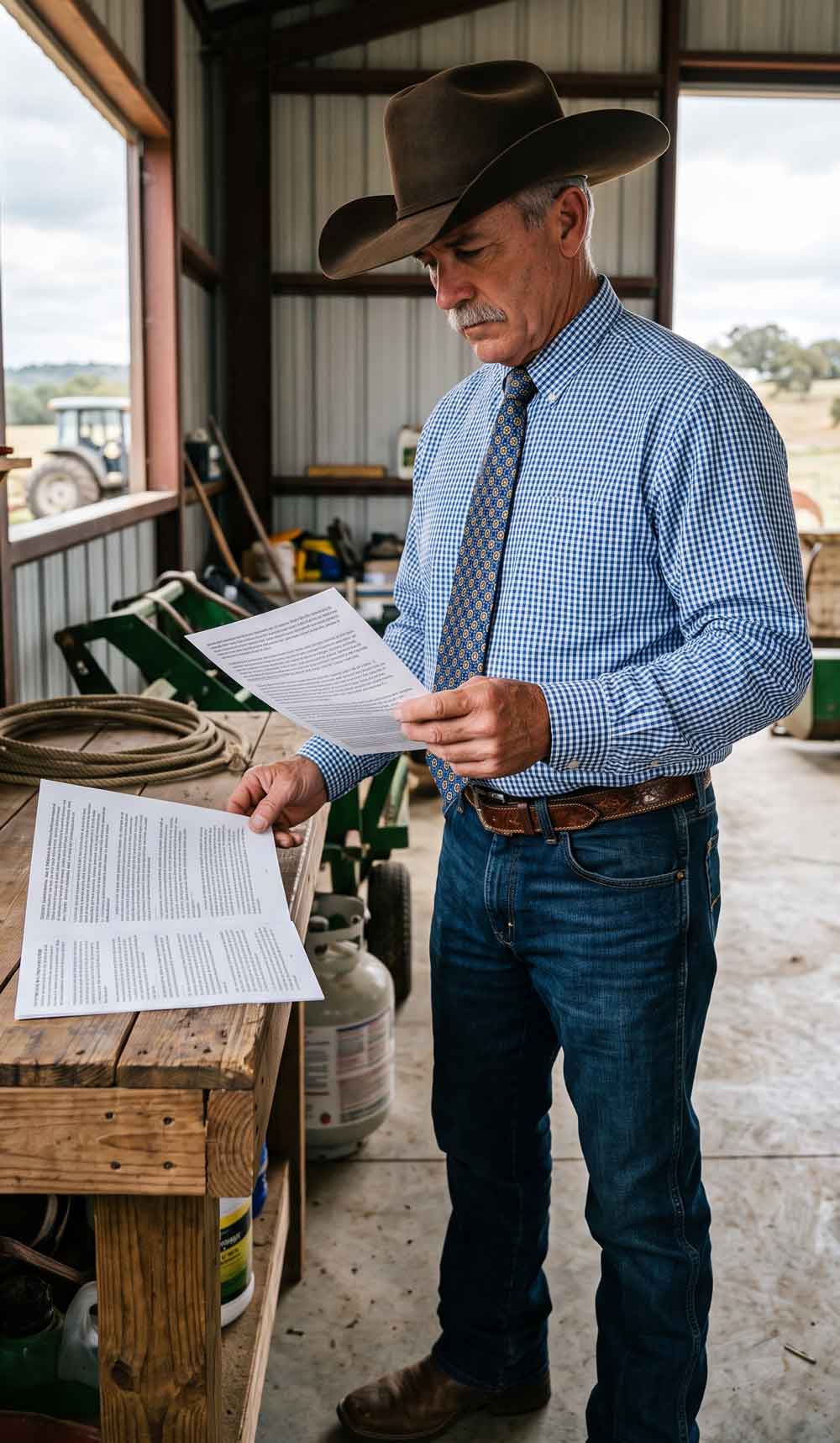 Texas landowner reviewing documents | Braun & Gresham
